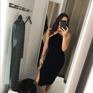 Black velvet cocktail dress